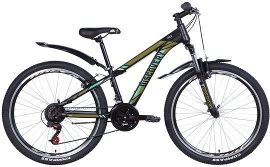 Купити Велосипед 26" Discovery Trek ST AM DD 18" рама 2021, чорно-зелений з доставкою по Україні