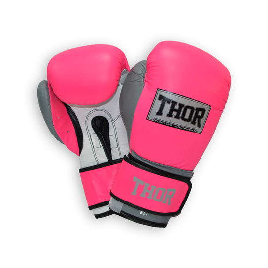 Перчатки боксерські THOR TYPHOON 14oz / шкіра / розово-біло-сірі