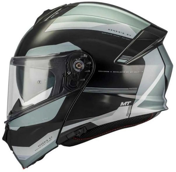 Мотошолом MT Genesis SV Raccoon B12 зелений/чорний, M