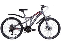 Купити Велосипед 24" Discovery ROCKET AM2 DD 2022 (темно-серый с красным (м)) з доставкою по Україні