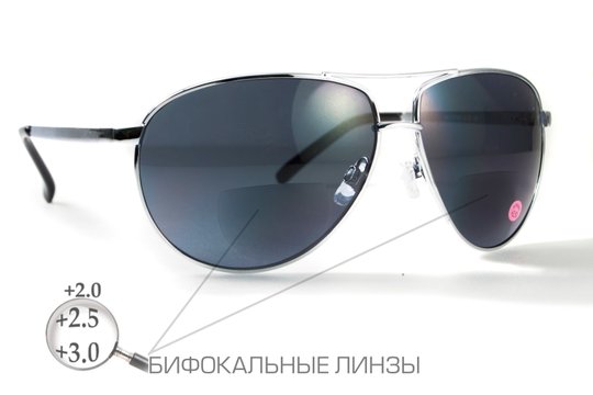 Бифокальные защитные очки Global Vision Aviator Bifocal (+3.0) (gray) серые