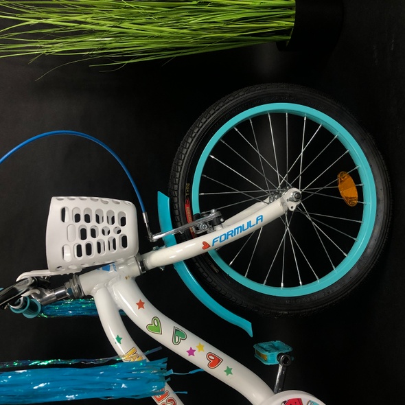 Купить Велосипед детский 18" Formula Cream AL с крылом и корзиной 2020, белый с аквамариновым с доставкой по Украине