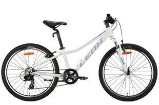 Купити Велосипед алюміній 24" Leon JUNIOR AM Vbr рама-12" білий з бузковим 2024 з доставкою по Україні