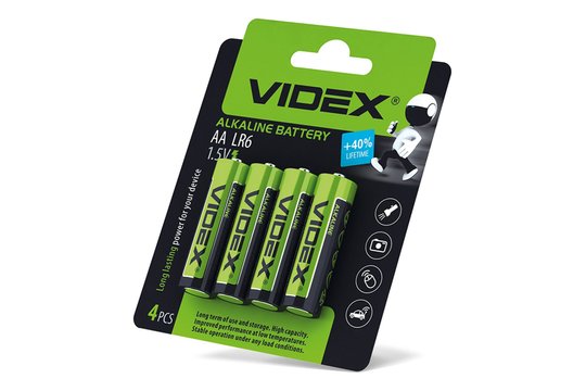 Купить Батарейка лужна Videx LR06/AA 4шт в упаковці с доставкой по Украине