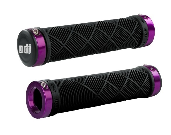 Купить Грипсы ODI Cross Trainer MTB Lock-On Bonus Pack Black w/Purple Clamps, черные с фиолетов. замк с доставкой по Украине