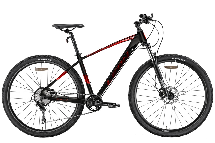 Купити Велосипед 29" Leon TN-60 AM Hydraulic lock out HDD 2022 чорний з червоним м з доставкою по Україні