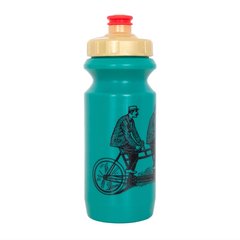 Фляга 0,6 Green Cycle DUDES on bike з великим соском, red nipple/golden cap/green bottle