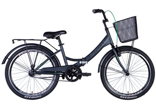 Купить Велосипед ST 24" Formula SMART тормозная рама- " с багажником задн St с корзиной Pl с крылом St 2024 (чорний (м)) с доставкой по Украине