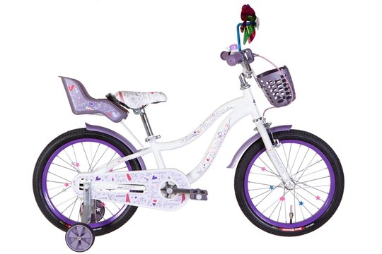 Купити Велосипед дитячий 18" Formula Alicia ST 2022, з крилом та корзиною для ляльки, білий з доставкою по Україні
