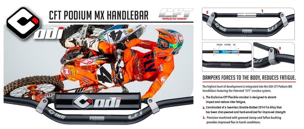 Мото руль ODI MX Handlebars, "CFT" Podium, Champ-907 Black
