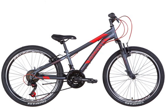 Купити Велосипед 24" Discovery RIDER AM 2022 темно-срібний з червоним м з доставкою по Україні