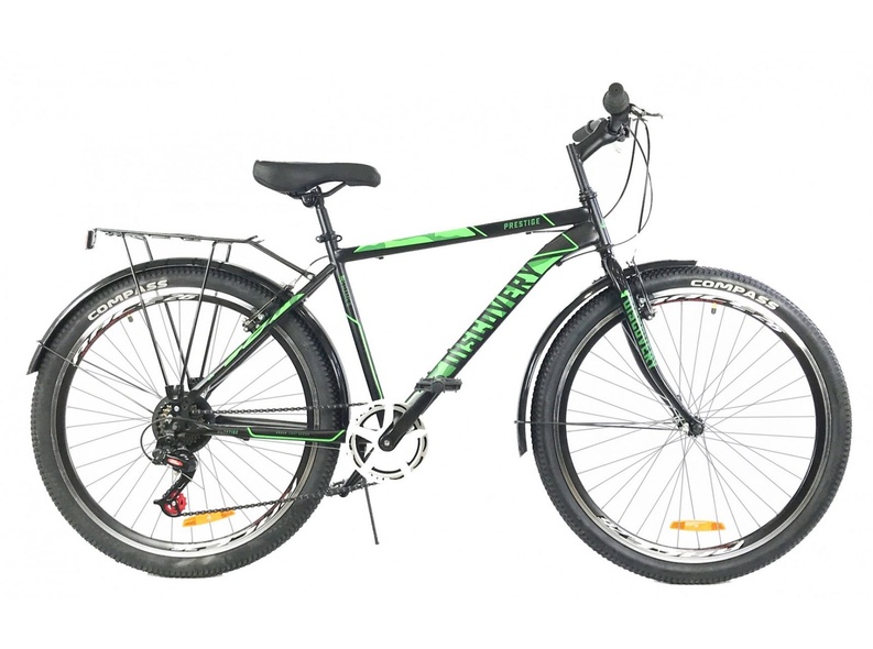 Велосипед Discovery Prestige Man ST vbr 26", рама M, 2020, черно-зеленый, M (160-175 см)