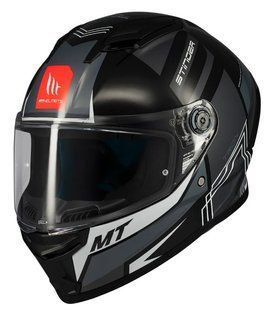 Мотошлем MT Stinger 2 Tron B12 черный/cерый, S