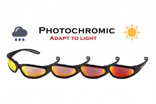 Окуляри захисні хромовані Global Vision Hercules-1 Plus Photochr. A/F (G-Tech™ red) фотохромні червоні дзеркальні