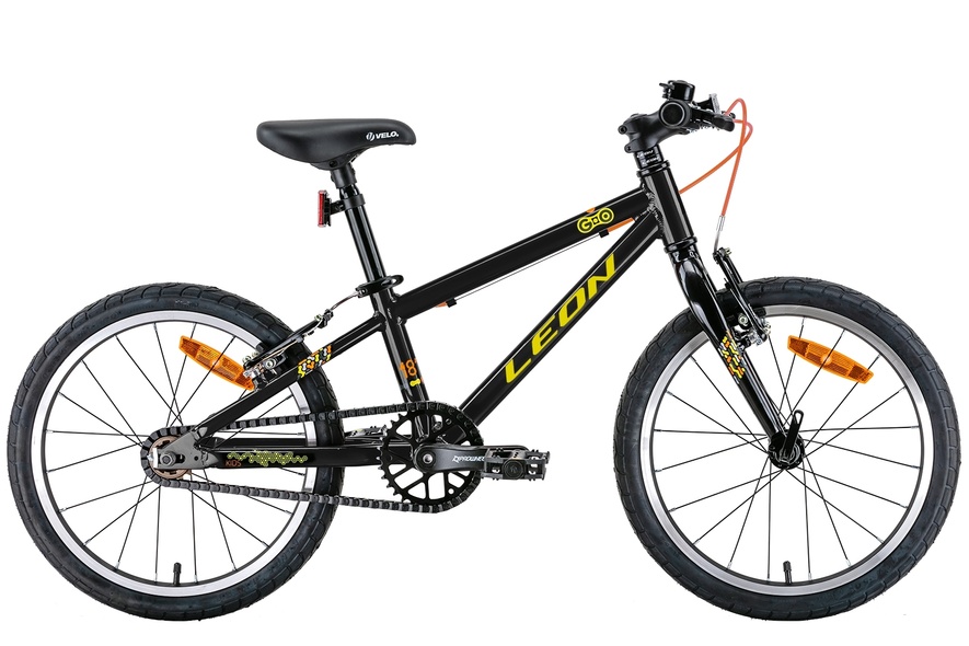 Купить Велосипед 18" Leon GO Vbr 2022 (чорний з жовтим) с доставкой по Украине
