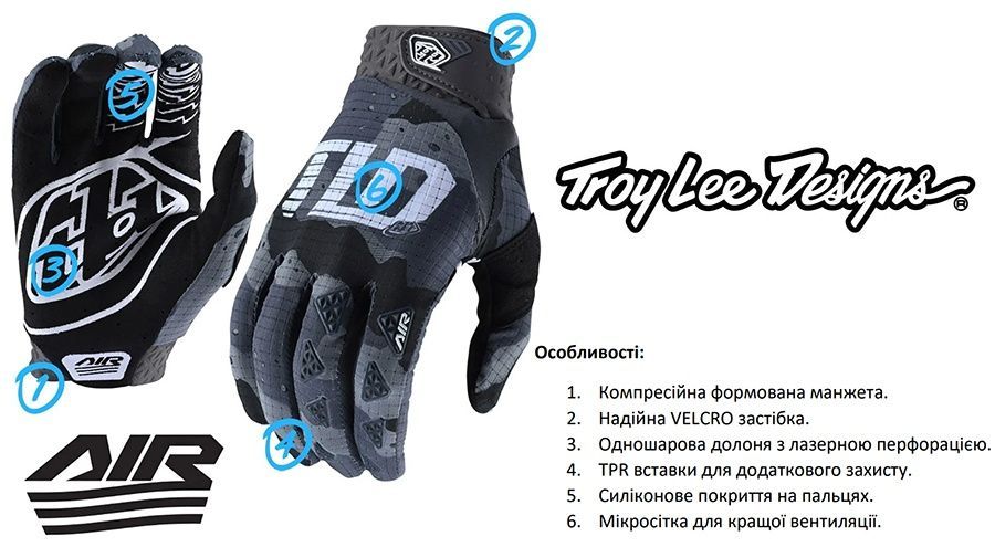 Купити Вело Рукавички TLD YOUTH AIR GLOVE [BLACK] XL з доставкою по Україні