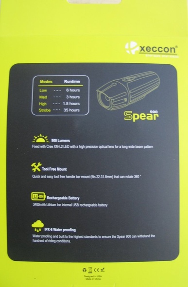 Купить Вело фара Xeccon Spear 900 USB с доставкой по Украине