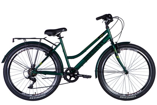 Купити Велосипед ST 26" Discovery PRESTIGE WOMAN Vbr рама-" з багажником задн St з крилом St 2024 (зелений) з доставкою по Україні