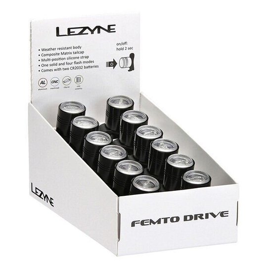 Комплект Lezyne LED FEMTO DRIVE BOX SET FRONT, чорний, Набір Lezyne включає 12 FRONT LED FEMTO DRIVE