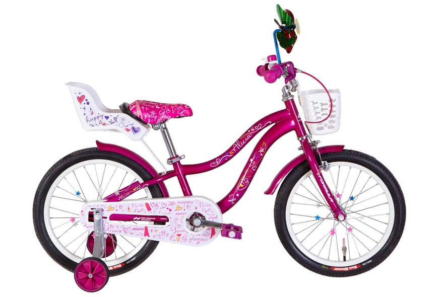 Купить Велосипед детский 18" Formula Alicia ST 2022, с крылом и корзиной для куклы, малиновый с доставкой по Украине