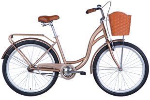 Купить Велосипед уцененный сталь 26 Dorozhnik AQUAMARINE тормозная рама-17" бежевый с багажником задн. St с корзиной Pl с крылом St 2024 с доставкой по Украине