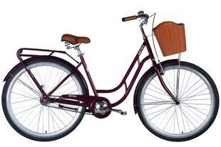 Купить Велосипед ST 28" Dorozhnik RETRO Velosteel с багажником задн. St с корзиной Pl с крылом St 2024 (малиновый) с доставкой по Украине