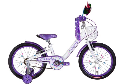 Купити Велосипед дитячий 18" Formula Cherry ST 2022, з крилом та кошиком, білий з фіолетовим з доставкою по Україні