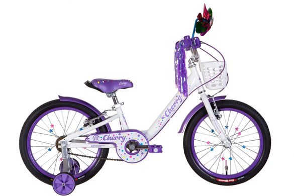 Купити Велосипед дитячий 18" Formula Cherry ST 2022, з крилом та корзиною, білий з фіолетовим з доставкою по Україні