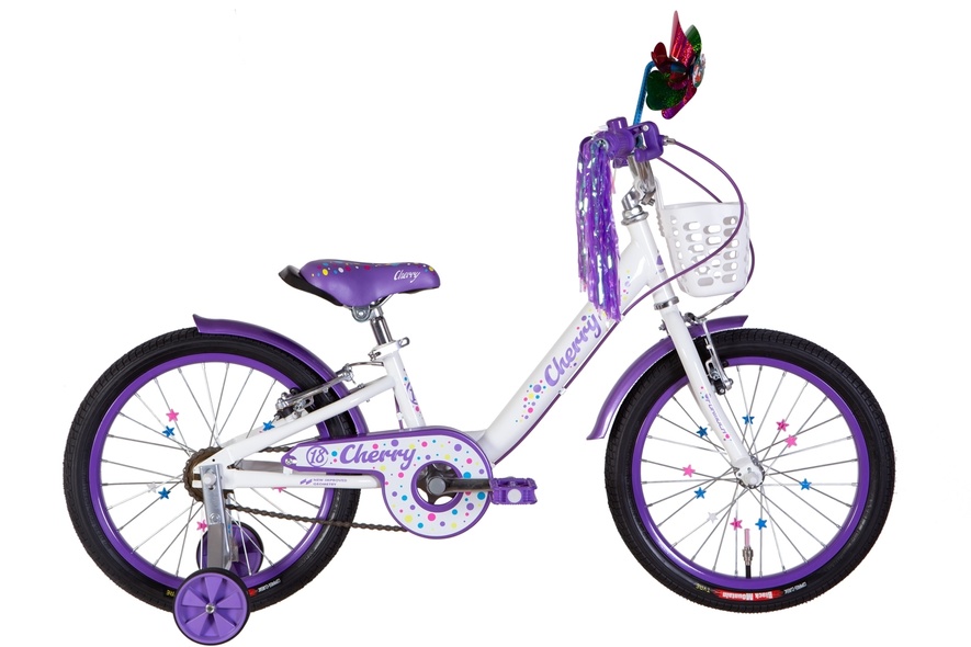Купить Велосипед детский 18" Formula Cherry ST 2022, с крылом и корзиной, белый с фиолетовым с доставкой по Украине