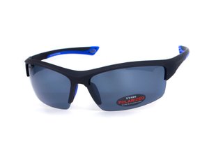 Окуляри поляризаційні BluWater Daytona-1 Polarized (gray) сірі в чорно-синій оправі