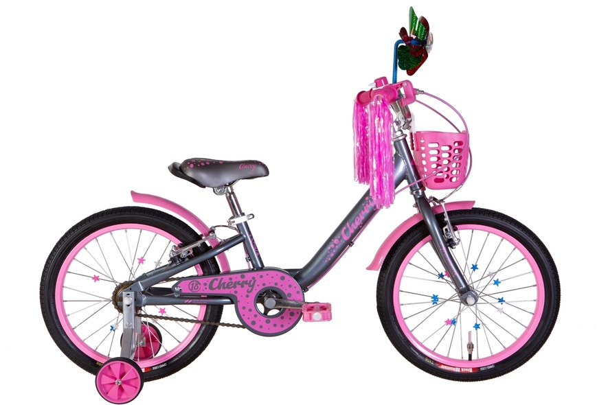 Купить Велосипед детский 18" Formula Cherry ST 2022, с крылом и корзиной, темно-серый с розовым. с доставкой по Украине