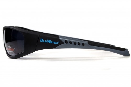 Окуляри поляризаційні BluWater Daytona-3 Polarized (gray), сірі в чорно-сірій оправі