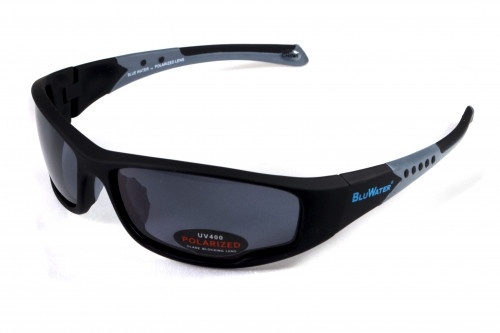 Очки поляризационные BluWater Daytona-3 Polarized (gray), серые в чёрно-серой оправе