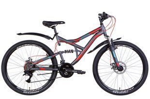 Купити Велосипед 26" Discovery CANYON AM2 DD 2022 темно-сірий з червоним та блакитним м M (160-175 см) з доставкою по Україні