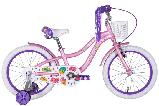 Купити Велосипед дитячий 18" Formula Cream AL з крилом та кошиком 2022, бузковий з доставкою по Україні