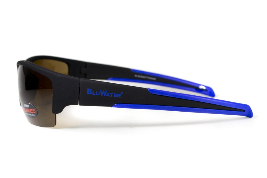 Окуляри поляризаційні BluWater Daytona-2 Polarized (brown) коричневі в чорно-синій оправі