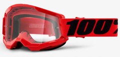 Мото окуляри 100% STRATA 2 Goggle Red - Clear Lens, Clear Lens, Clear Lens