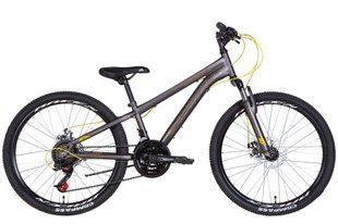 Купити Велосипед 24" Discovery RIDER AM DD 2022 темно-сріблястий з жовтим м 135-150 см з доставкою по Україні