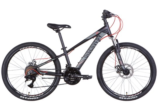 Купити Велосипед 24" Discovery QUBE AM DD 2022 (чорно-червоний (м)) з доставкою по Україні