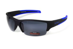 Окуляри поляризаційні BluWater Daytona-2 Polarized (gray) сірі у чорно-синій оправі