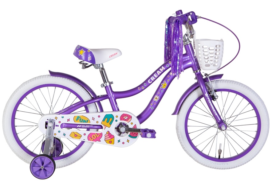 Купити Велосипед дитячий 18" Formula Cream AL з крилом та кошиком 2020, фіолетовий з доставкою по Україні