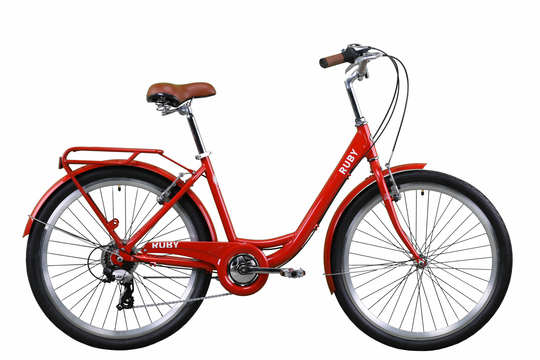 Купити Велосипед міський 26" Dorozhnik Ruby AL 17" (планетарка) 2021, червоний з доставкою по Україні