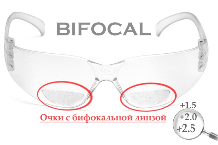 Біфокальні захисні окуляри Pyramex Intruder Bifocal (+2.0) (clear) прозорі