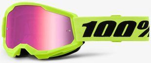 Детские очки 100% STRATA 2 Youth Goggle (Neon Yellow), Mirror Pink Lens