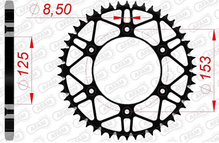 Зірка AFAM Steel-SLK Sprocket 520 - Honda (Black), 48z