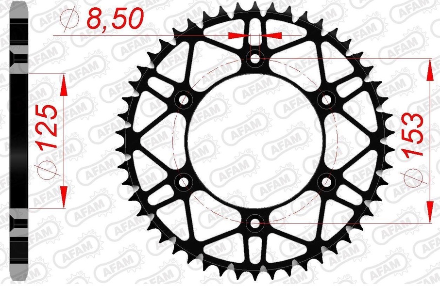 Зірка AFAM Steel-SLK Sprocket 520 - Honda (Black), 48z