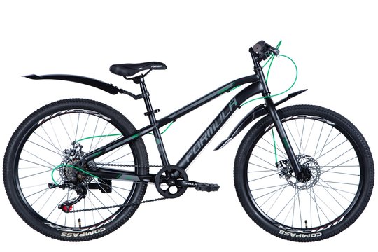 Купити Велосипед ST 24" Formula FOREST DD з крилом Pl 2024 (чорно-зелений (м)) з доставкою по Україні