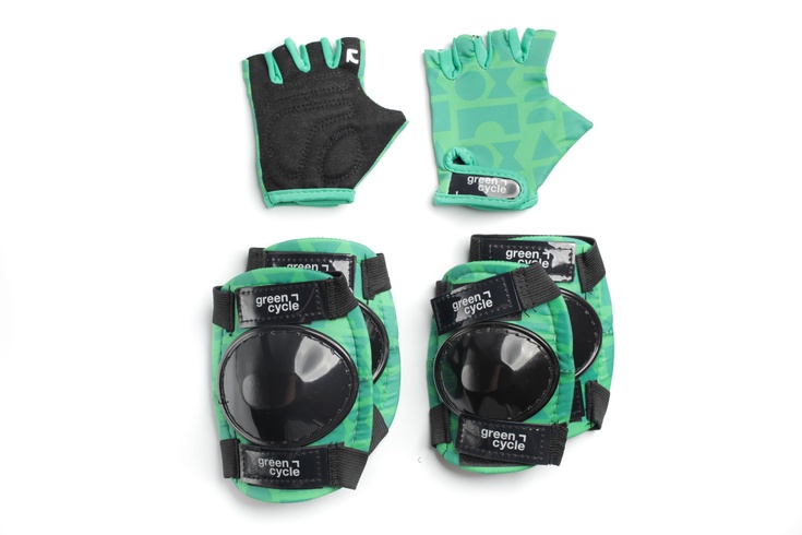 Купить Защита для детей Green Cycle Flash наколенники, налокотники, перчатки, зеленый с доставкой по Украине