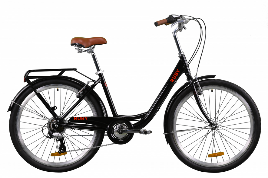 Купить Велосипед городской 26" Dorozhnik Ruby AL 17" рама (7 шв) 2021, черный с доставкой по Украине