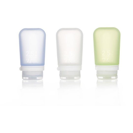 Набор силиконовых бутылочек Humangear GoToob + 3 Pack Medium Clear Green Blue (білий, зелений, блакитний)